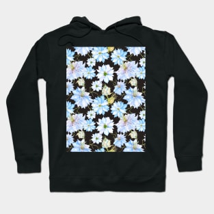 Nigella Flowers on Dark Background Stunning Pattern Hoodie